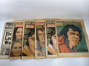 Vtg Lot of 6 Elvis Presley Star Midnight Globe AJC Tabloids Newspapers 70's - Picture 1 of 6