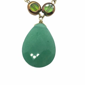 Lia Sophia Sanibel Necklace Green Adventurine Womens Gold Tone Double Strand 26" - Picture 1 of 9