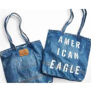 EUC American Eagle Outfitters Distressed Denim Hobo Tote Bag - Picture 1 of 8