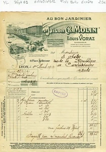 Dépt 69 - Lyon 8 Place Bellecour - Très Belle Entête d'une Jardinerie de 1912 - Picture 1 of 1