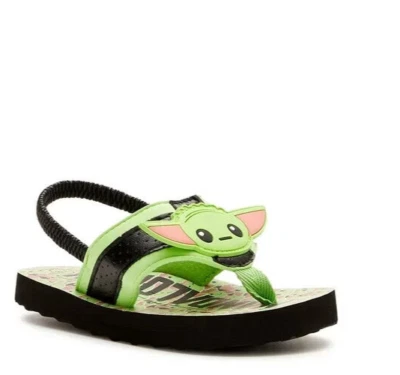 Disney Star Wars MANDALORIAN Toddler Boys Size 9/10 Flip Flop Sandals GREEN NEW - Image 1 of 4