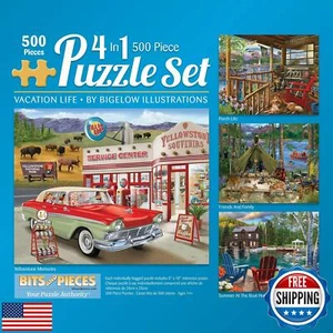 Bits and Pieces – 4-in-1 Multi-Pack 500 Piece Jigsaw Puzzles for Adults – Jig - Picture 1 of 5