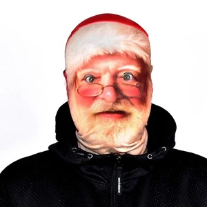 Santa 3D Effect Face Skin Face Mask Fabric Christmas Fancy Dress FS163 - Picture 1 of 12