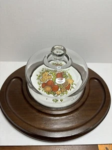 Vtg Goodwood MCM Wood glass Dome Cover Cheeseboard Cheese Cracker Tray.    C - Picture 1 of 7