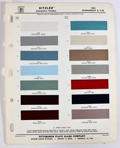 1963 Oldsmobile Color Paint Chip Sheet Ditzler PPG Automotive Finishes - Picture 1 of 1