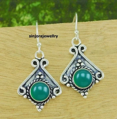 Orecchini pendenti a goccia fatti a mano in argento sterling 925 con pietra... - Immagine 1 di 4