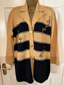 Jacques Vert Gold & Black Long Line Heavyweight Cardigan Jacket - Large - New - Picture 1 of 3