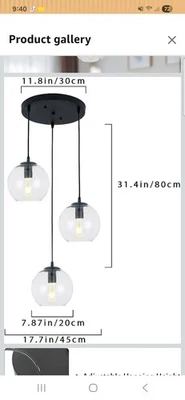3 Lights Hanging Pendent Ceiling Chandelier - Image 1 of 4