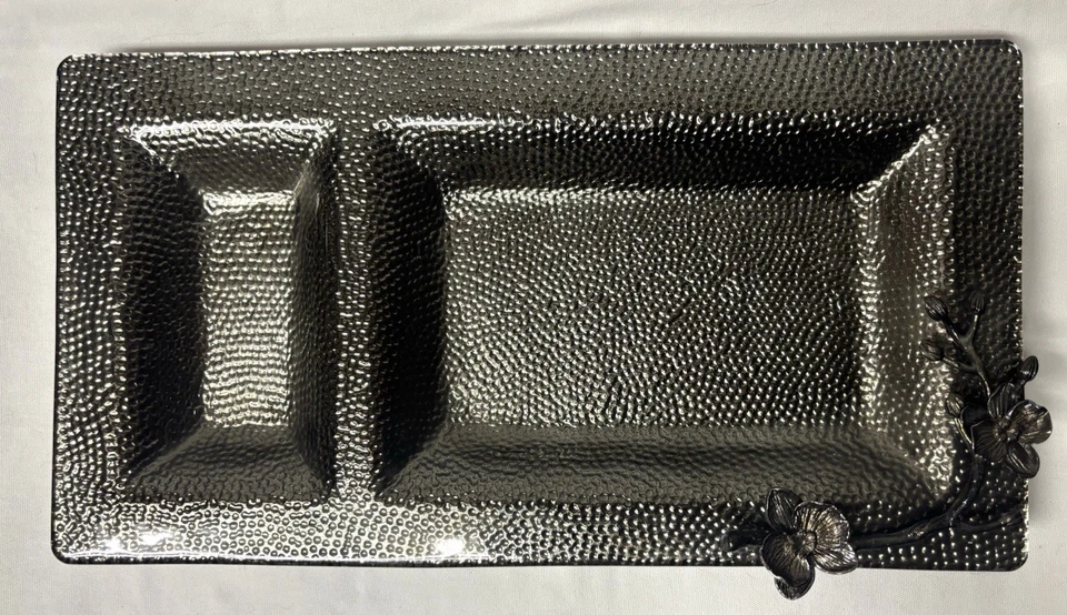 Bandeja para servir Michael Aram Black Orchid 2 compartimentos, entretenimiento navideño  Foto 1 de 4