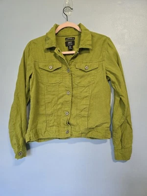 Jones New York Linen Womens Trucker Jacket Green S - Image 1 of 4