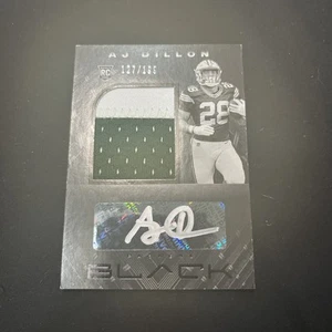 2020 Panini Black - Rookie Patch Autographs AJ Dillon #222 Silver /199 (AU, MEM) - Picture 1 of 7