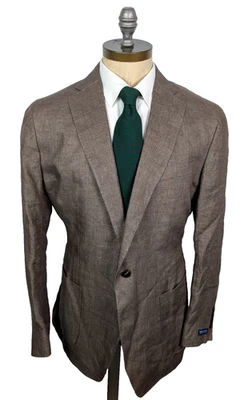 NWOT PETER MILLAR Crown Crafted 100% Linen Sport Coat Brown Sz 48R Dual Vent - Image 1 of 4