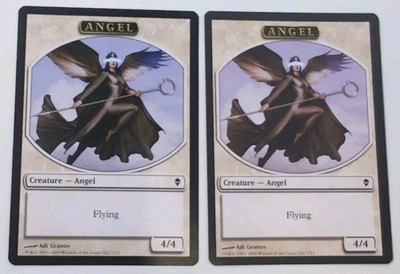 MTG Angel Token NM Error Bleed Misprint Zendikar Magic The Gathering  - Image 1 of 4
