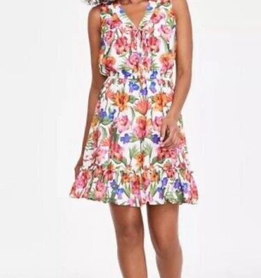 I.N.C. International Concepts Dress Womens XL Floral-Print Tie-Front Mini New - Image 1 of 4