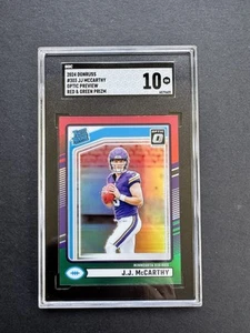 2024 DONRUSS #303 JJ MCCARTHY OPTIC PREVIEW RED & GREEN PRIZM SGC 10 - Picture 1 of 2