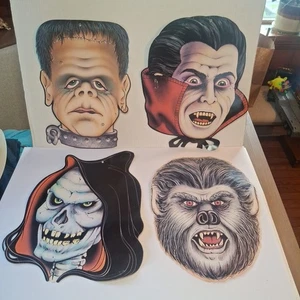 Vintage Pfeife Halloween Monster gestanzt Dracula Werwolf Frankenstein Sensenmann - Bild 1 von 17