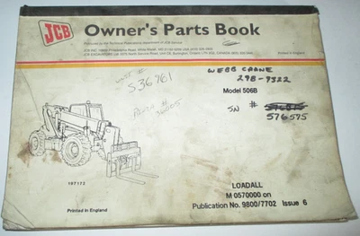 JCB 506B Manipulador Telescópico Carretilla Elevadora Piezas Catálogo Manual Libro ¡ORIGINAL! Foto 1 de 4