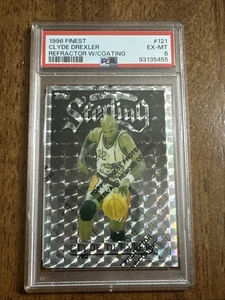 Clyde Drexler 1996 Finest Refractor w/ Coating PSA 6 Houston Rockets - Picture 1 of 2