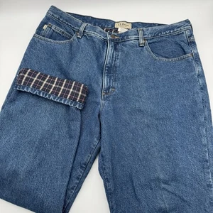L.L. Bean Men's Classic Fit Flannel Lined Jeans 40x29 Blue Cotton Denim - Picture 1 of 16