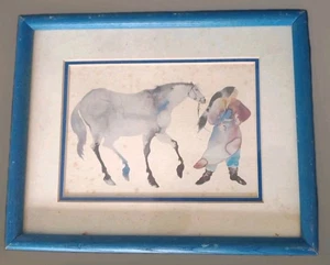 Carol Grigg-Cherokee Art-SHE WALKS WITH HORSES-Matted & Framed 8.5"×10.5" Litho - Picture 1 of 3