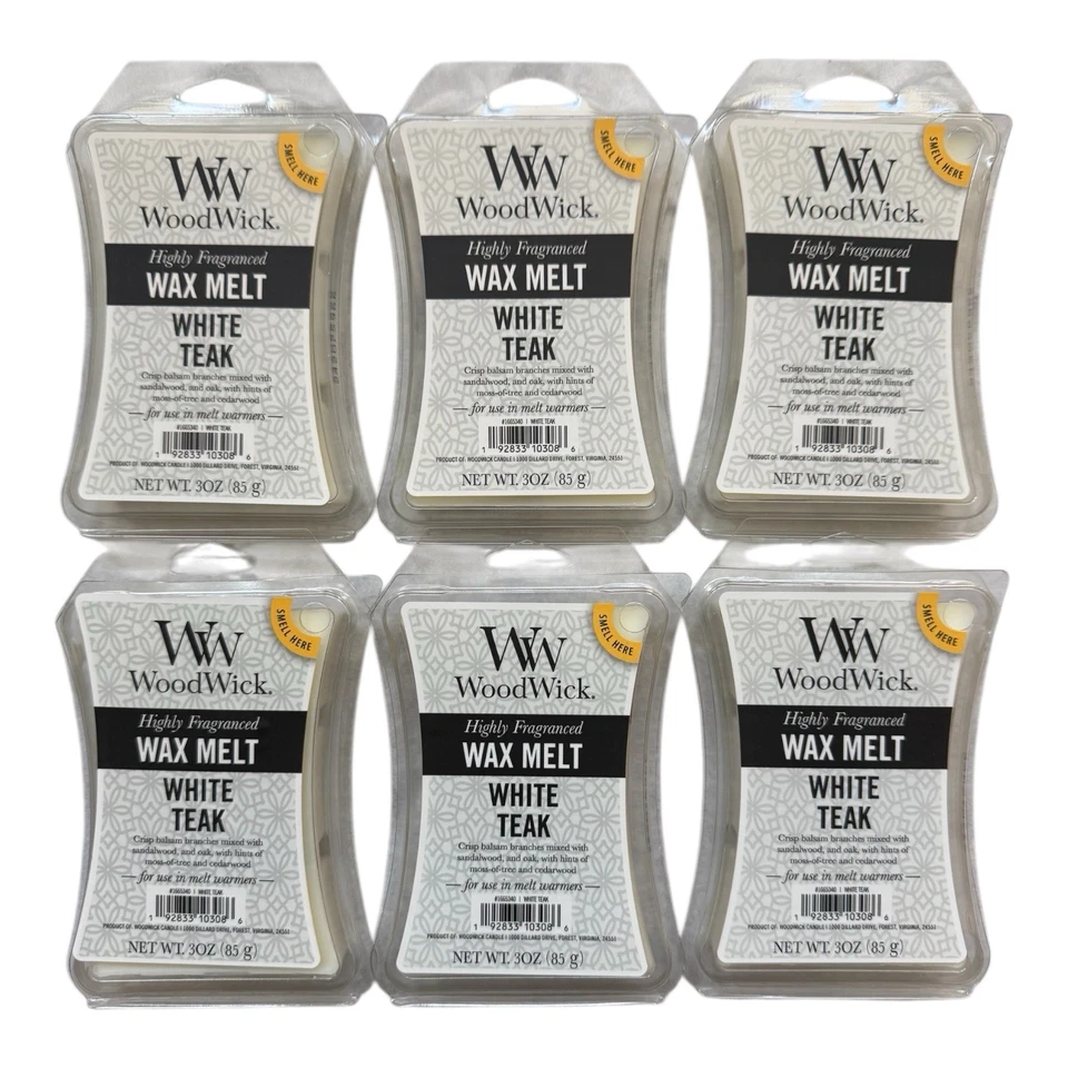 Lot 2- WoodWick Highly Fragranced Scented Wax Melt Cubes White Teak 3 Oz Each