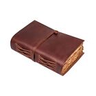 Vintage Leather Bound Journal Notebook with Handmade Antique Deckle Edges Paper