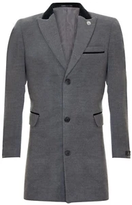 Langer Crombie Herren 3/4 grau Mantel Jacke Fischgrät Tweed Coat Peaky Blinder - Bild 1 von 5