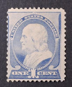 U.S. Scott # 212 1887 Regular Issue Franklin 1 Cent Stamp Mint NH Blue Gray scu - Picture 1 of 1
