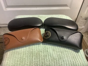 4 VINTAGE Ray Ban Faux Leather Cases & Hard Impact Large Clamshell Cases - Picture 1 of 9