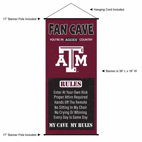 Texas A&M University Aggies Man Cave Fan Room Banner Poster Art Canvas Cover