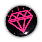 Badge DiAMoND TaTToO Rose / fond Noir diamant stylish rockabilly button Ø25mm