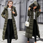 Women Winter Fur Long Quilted Parka Warm Puffer Ladies Padded Hooded Jacket Coat