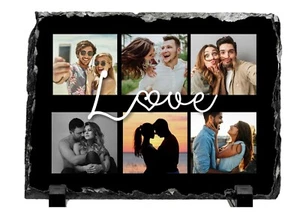 Personalisierte 6 Fotos Collage schöne Steinschiefer Geschenk - Bild 1 von 4