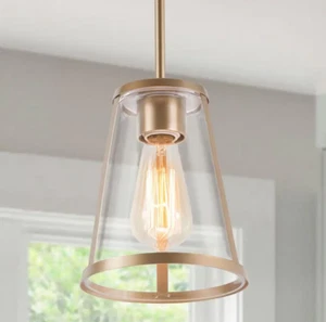1-Light Gold Modern Pendant Lighting Contemporary Hanging Light Fixture - Picture 1 of 4