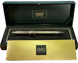 "Cross" 925 Sterling Silver Engraved no Clip Ballpoint Pen w/Orig. box&paper - Imagen 1 de 12