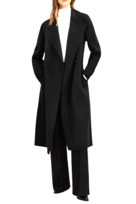 New Reiss NRD Emile Wool Blend Longline Belted Coat In Black Size US 14 - Image 1 of 4