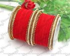 Indian Bollywood Gold Plated Red Bridal Velvet Bangles Bracelet Set For Woman