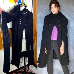 PONCHO Maglia Flavio Castellani con Sciarpa Taglia IT 44 M Lana di Alpaca E6972 - Foto 1 di 14