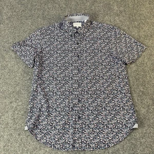 CON.STRUCT Shirt Mens Large Navy Floral Short Sleeve Slim Fit 4 Way Stretch - Picture 1 of 9