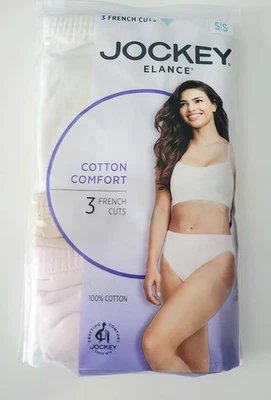 Jockey Elance 100% Cotton French Cut Underwear Women's Size 5 White Pink NIP - Imagem 1 de 2