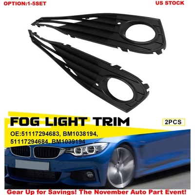 Tampa de farol de neblina esquerda e direita moldura acabamento preto para 2017-2020 BMW 430i base 2-20x - Imagem 1 de 4