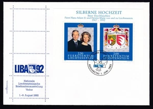 Liechtenstein FDC 1992 Michel Block 14 (1039/40) Wedding jubilee - Picture 1 of 2