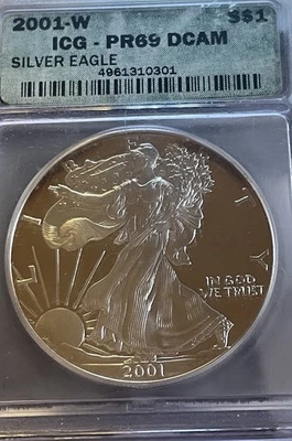 Dólar bullion American Eagle 2001-W ICG PR69 DCAM 2001-W Foto 1 de 2