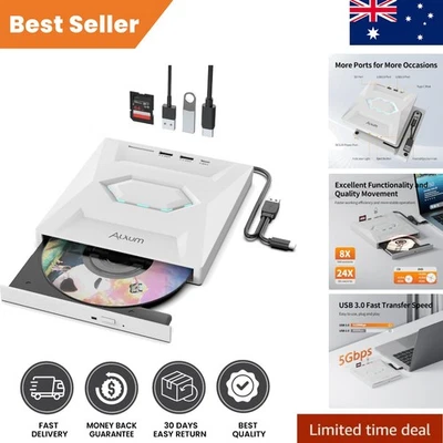 Versatile External CD Drive with SD Card Slot & Type-C Ports for Laptops - image 1 of 4