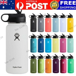 32oz/946ml Hydro Flask Water Bottle Stainless Steel Wide Mouth With Straw Lid AU - Picture 1 of 25