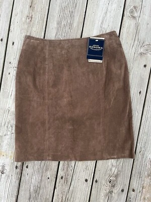 NEW Sonoma Suede Leather Brown Womens 6 Skirt - Image 1 of 4
