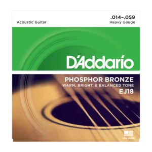 Cuerdas de guitarra acústica D'Addario EJ18 bronce fósforo; medidores pesados 14-59 - Imagen 1 de 3