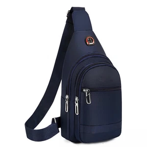 Men's Crossbody Bag Single Shoulder Casual Backpack Headphone Hole Sports Travel - Picture 1 of 43