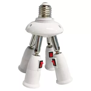 4 in 1 E26/E27 Splitter Socket Adapter w/ Switch Adjustable Bulb Socket Splitter - Picture 1 of 11