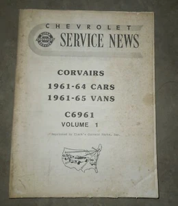 CHEVROLET SERVICE NEWS CORVAIRS 1961-64 CARS & 1961-65 VANS BOOKLET VOLUME 1 - Picture 1 of 3